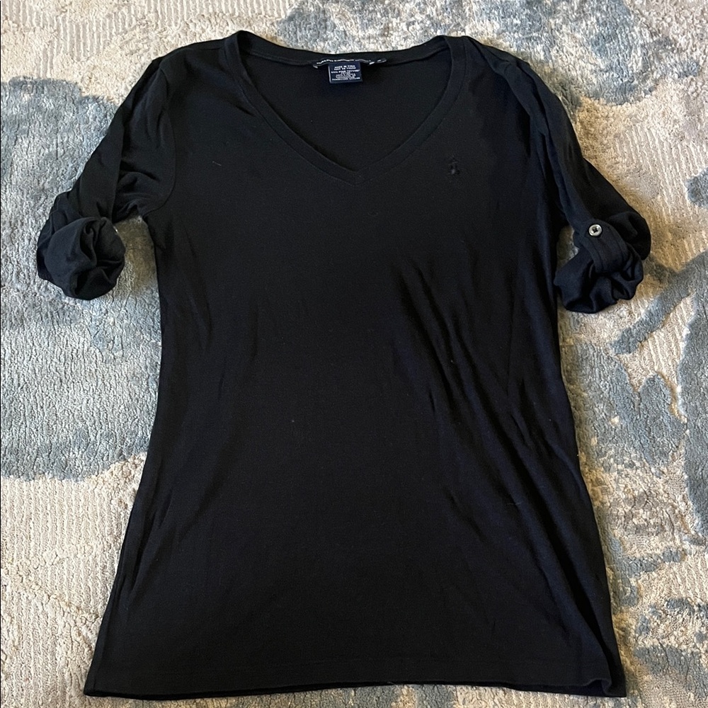 Ralph Lauren Black Long Sleeve V-Neck Top